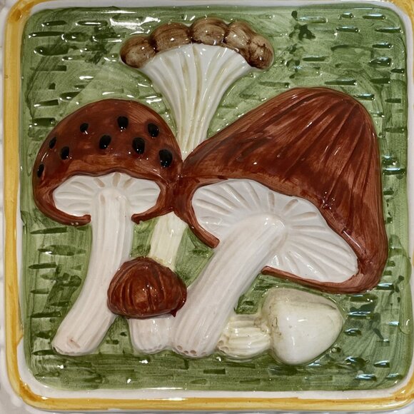 VTG 70s HiMark Japan Ceramic Mushroom Wall Hanging Merry Mushroom Retro Decor - Picture 3 of 7